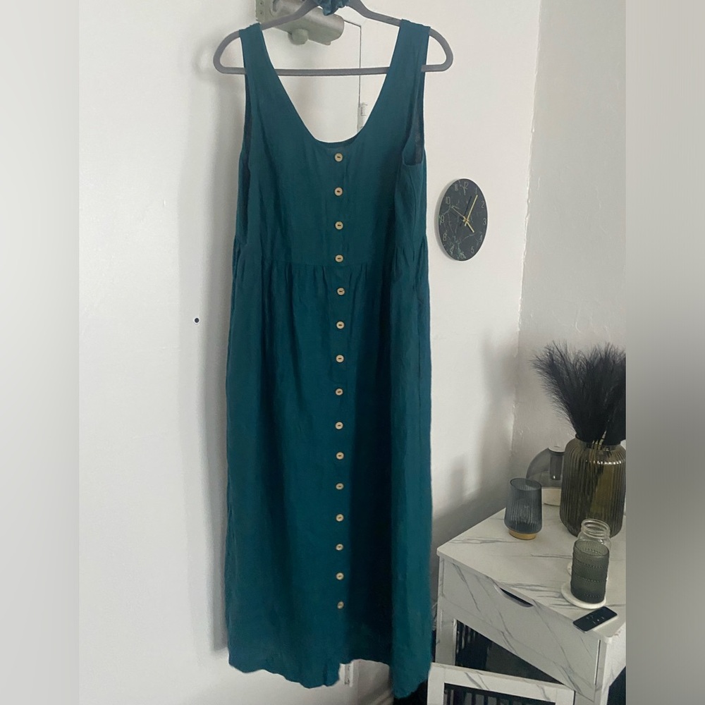 Emerald Linen Dress by Not Perfect Linen
